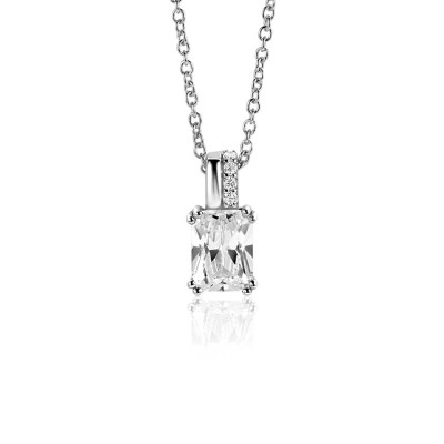Zinzi ZIH2392 zilveren hanger met zirkonia stenen 6 mm breed - Hoogte 14 mm