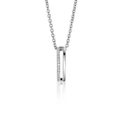 Zinzi ZIH2452 zilveren hanger met rechthoekige zirkonia 3.6 mm breed - Hoogte 15 mm