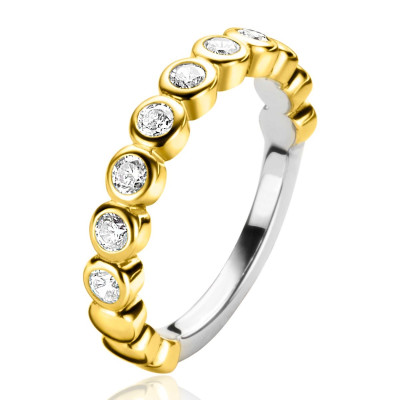Zinzi ZIR1311Y bicolor alliance ring met een rij briljant geslepen zirkonia's 3.5 mm breed