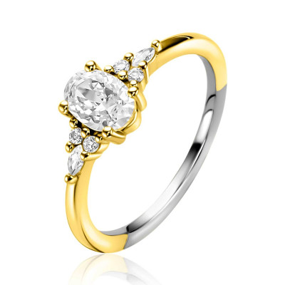 Zinzi ZIR2698Y bicolor verlovingsring met ovale zirkonia 7 mm breed