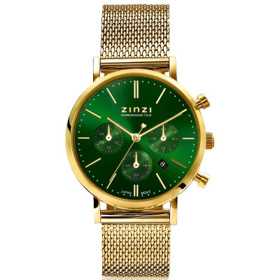 zinzi-ziw1535-gold-plated-stalen-horloge-met-groene-wijzerplaat-en-mesh-band-o-34-mm