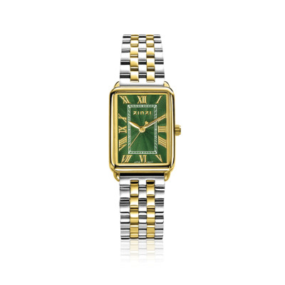 zinzi-ziw1935-gold-plated-stalen-horloge-met-bicolor-schakelband-en-groene-wijzerplaat