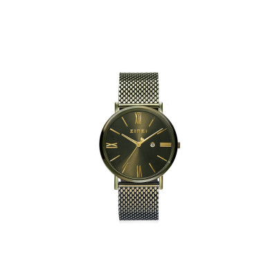 zinzi-ziw544m-verguld-stalen-horloge-met-olijfgroene-mesh-band-en-datum-o-34-mm