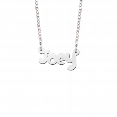 Zilveren kinder naamketting voorbeeld Joey