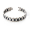 boccia-titanium-0334-01-heren-schakelarmband-zilverkleurig-met-zwart-lengte-21-cm