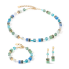 coeur-de-lion-geocube-armband-4905-30-0506-iconic-precious-goudkleurig-met-groen-en-turquoise