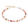 coeur-de-lion-geocube-ketting-iconic-precious-4905-10-0310-goudkleurig-met-rood-en-beige