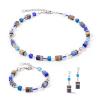 coeur-de-lion-geocube-ketting-iconic-precious-4905-10-0711-zilverkleurig-met-blauw-en-bruin-lengte-42-48-cm