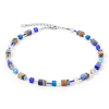 coeur-de-lion-geocube-ketting-iconic-precious-4905-10-0711-zilverkleurig-met-blauw-en-bruin-lengte-42-48-cm