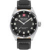 swiss-military-hanowa-greyhound-smwga0001505-quartz-horloge-van-zilverkleurig-staal-en-zwart-leer-o-42-mm