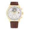 tommy-hilfiger-stewart-th1710631-chronograaf-herenhorloge-met-leren-band-zilverkleurige-wijzerplaat-goudkleurige-kast-o-44-mm