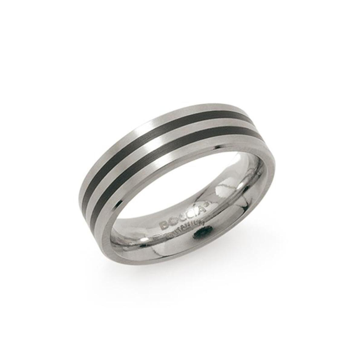 Boccia Titanium 0101-17 zilverkleurige ring met donkere strepen 6 mm breed
