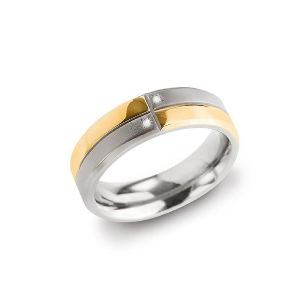 Boccia Titanium 0101-27 bicolor ring met diamant 0.02 crt 6 mm breed