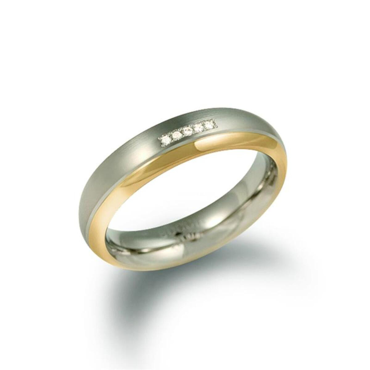 Boccia Titanium 0130-10 bicolor ring met diamant 0.025 crt verguld 5 mm breed