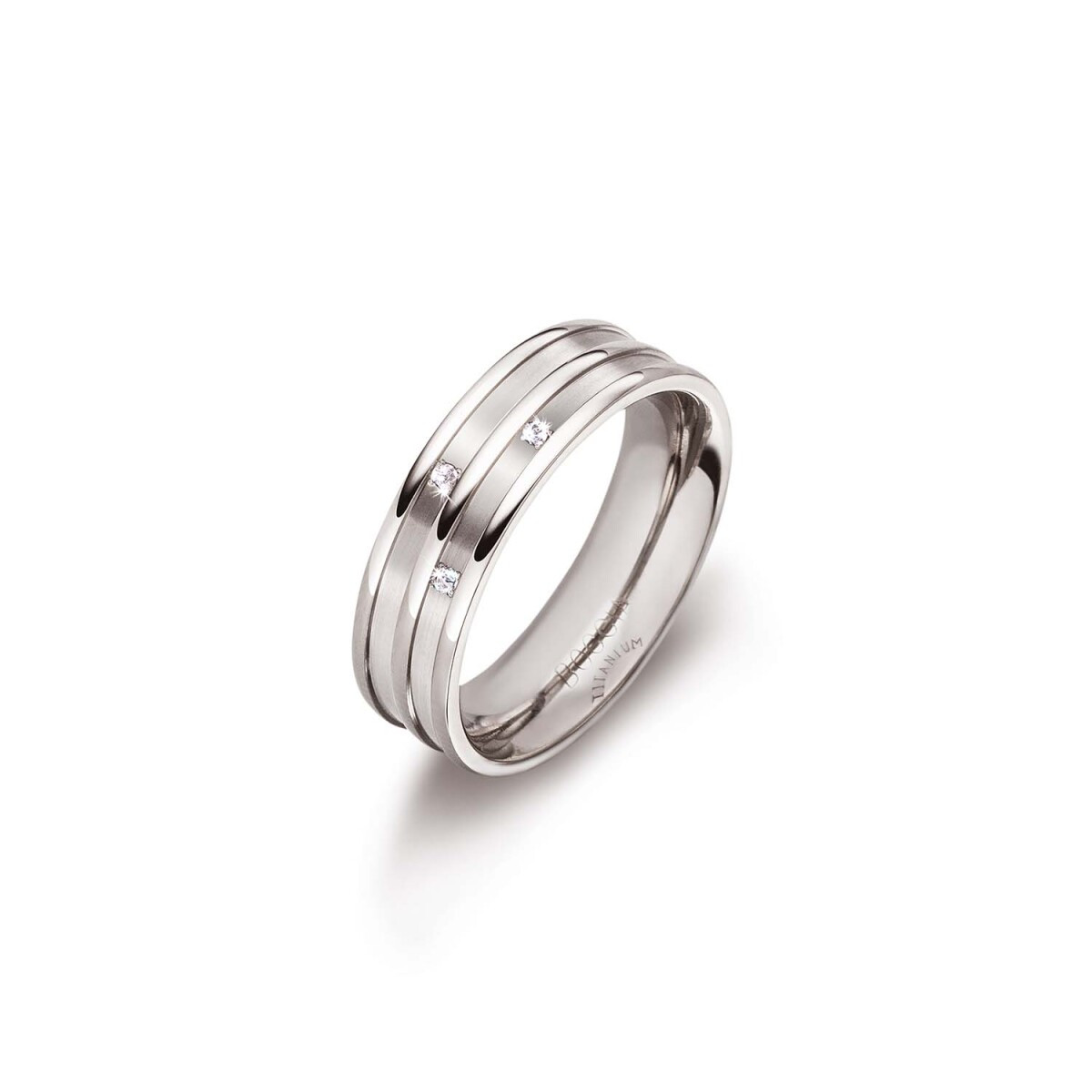 Boccia Titanium 0151-01 zilverkleurige titanium ring met diamant 0.015 crt 6 mm breed