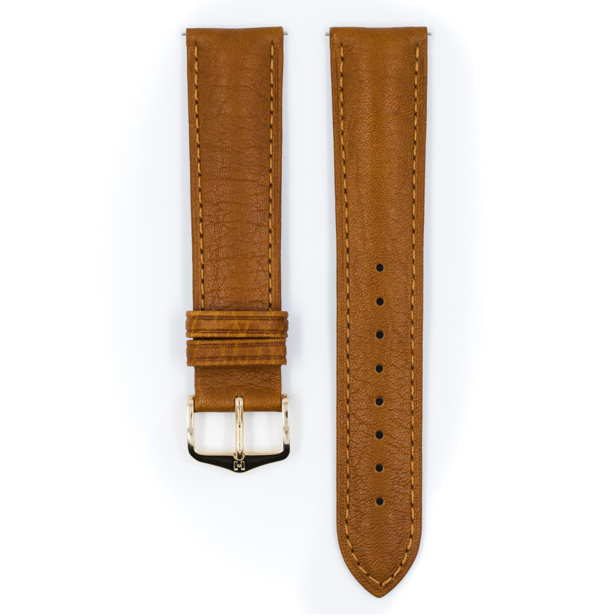 HIRSCH Camelgrain 01009110-1 kalfsleren cognac horlogeband fijn patroon