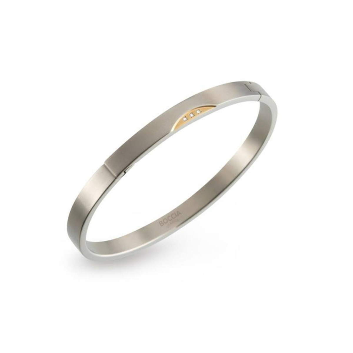 Boccia Titanium 03006-03 bangle dames armband met drie diamanten- Diameter 62 mm