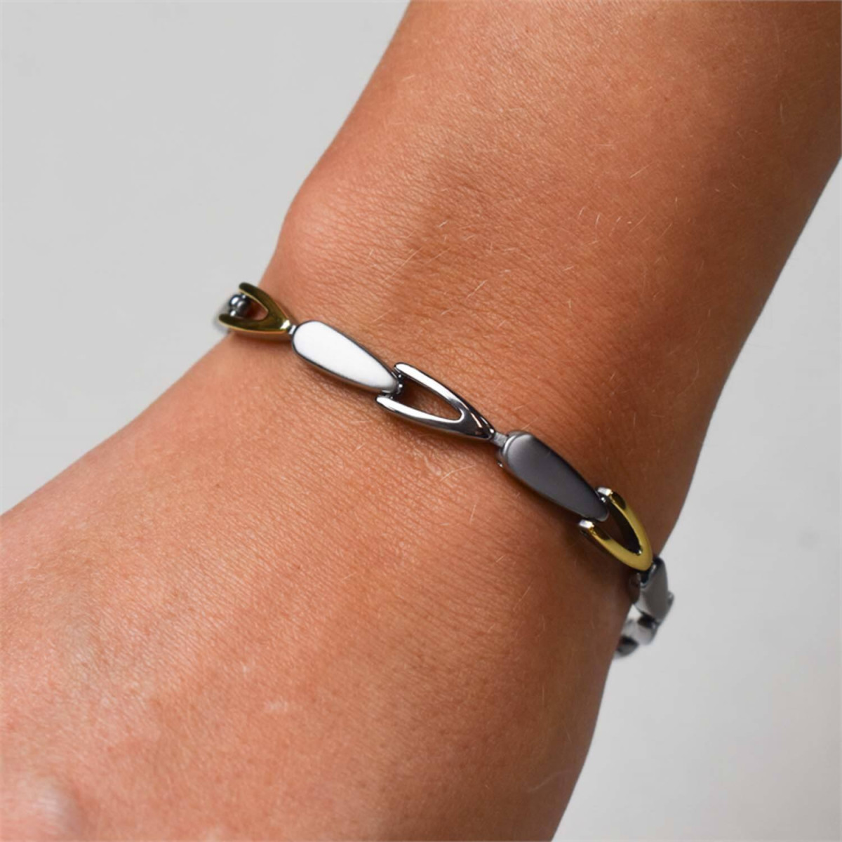 Boccia Titanium 03033-02 schakelarmband bicolor met open en dichte schakels - Lengte 20 cm