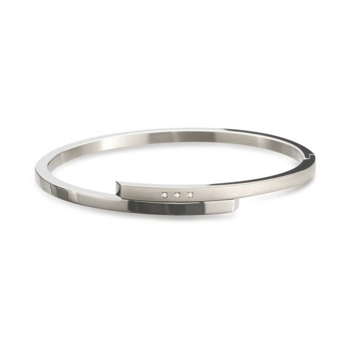 Boccia Titanium 03041-02 bangle met drie diamanten van 0.01 crt - Diameter 60 mm