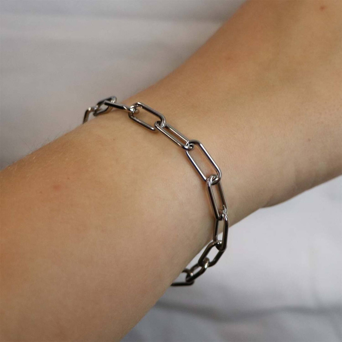 Boccia Titanium 03045-01 armband met paperclipschakel zilverkleurig - Lengte 20 cm