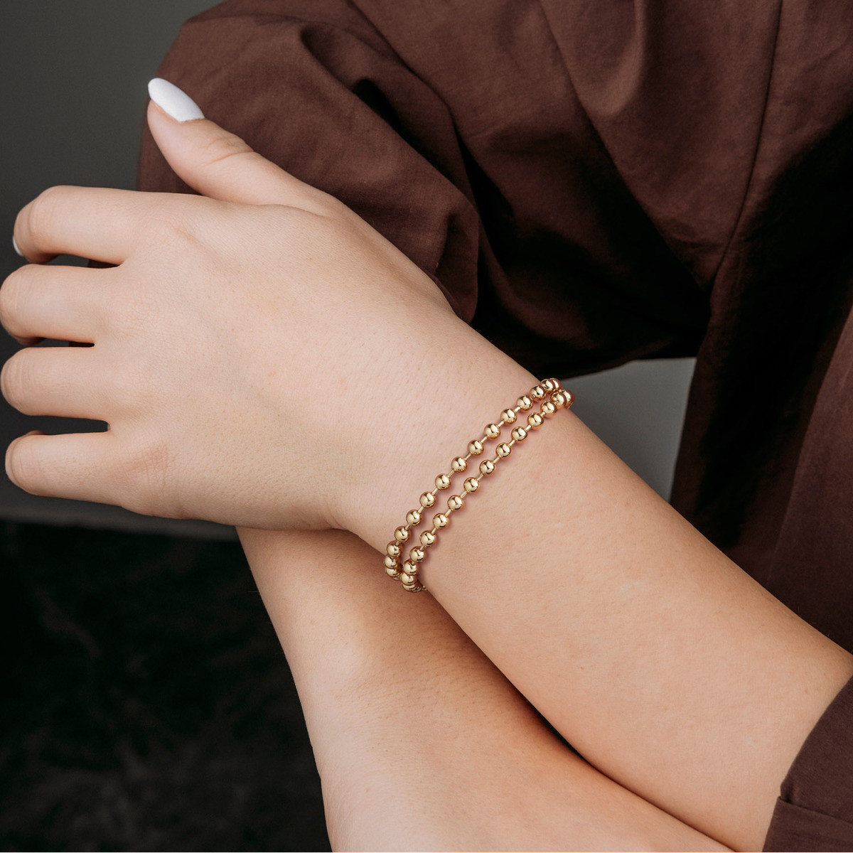Boccia Titanium 03066-02 gold plated armband met bolletjes schakels 6 mm breed