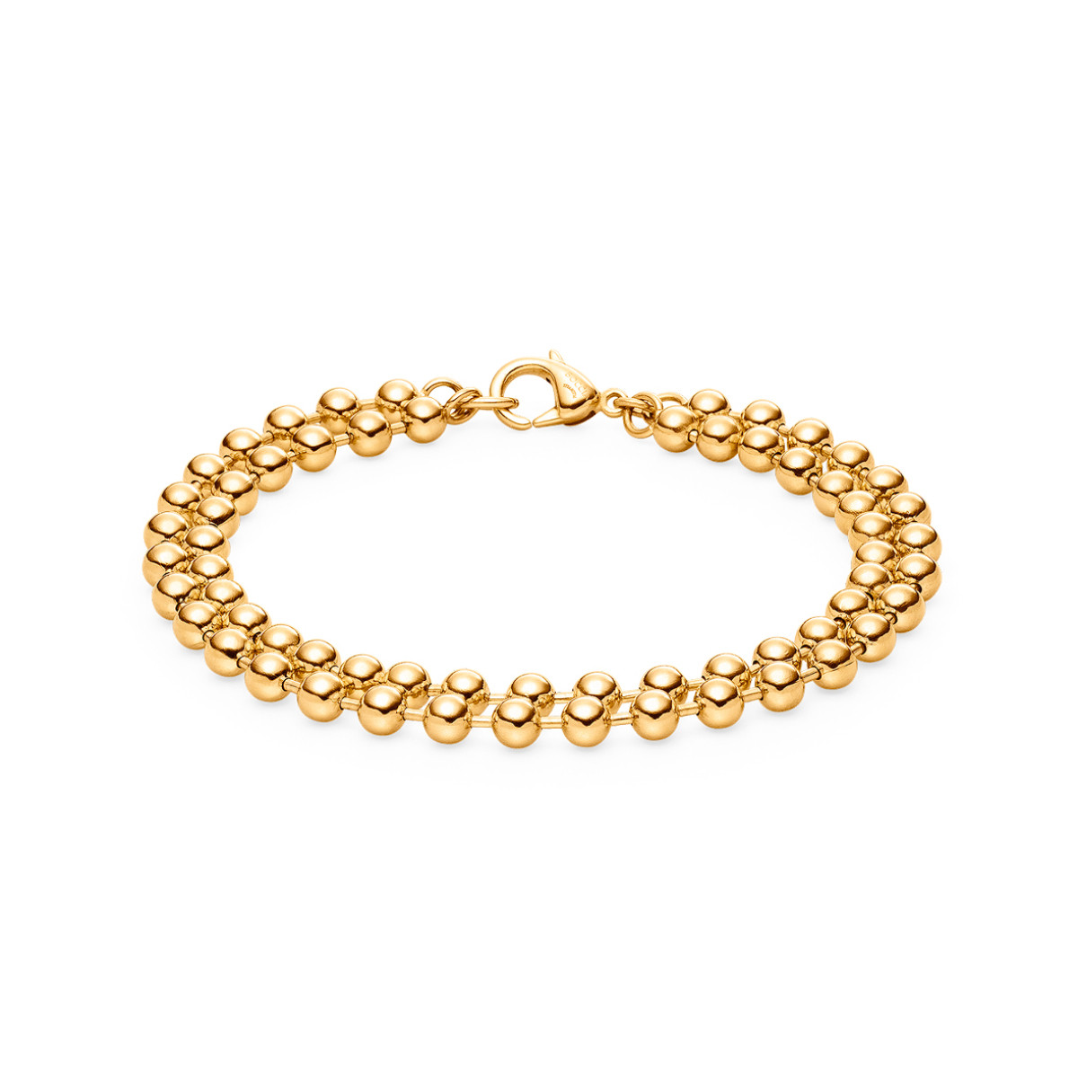 Boccia Titanium 03066-02 gold plated armband met bolletjes schakels 6 mm breed