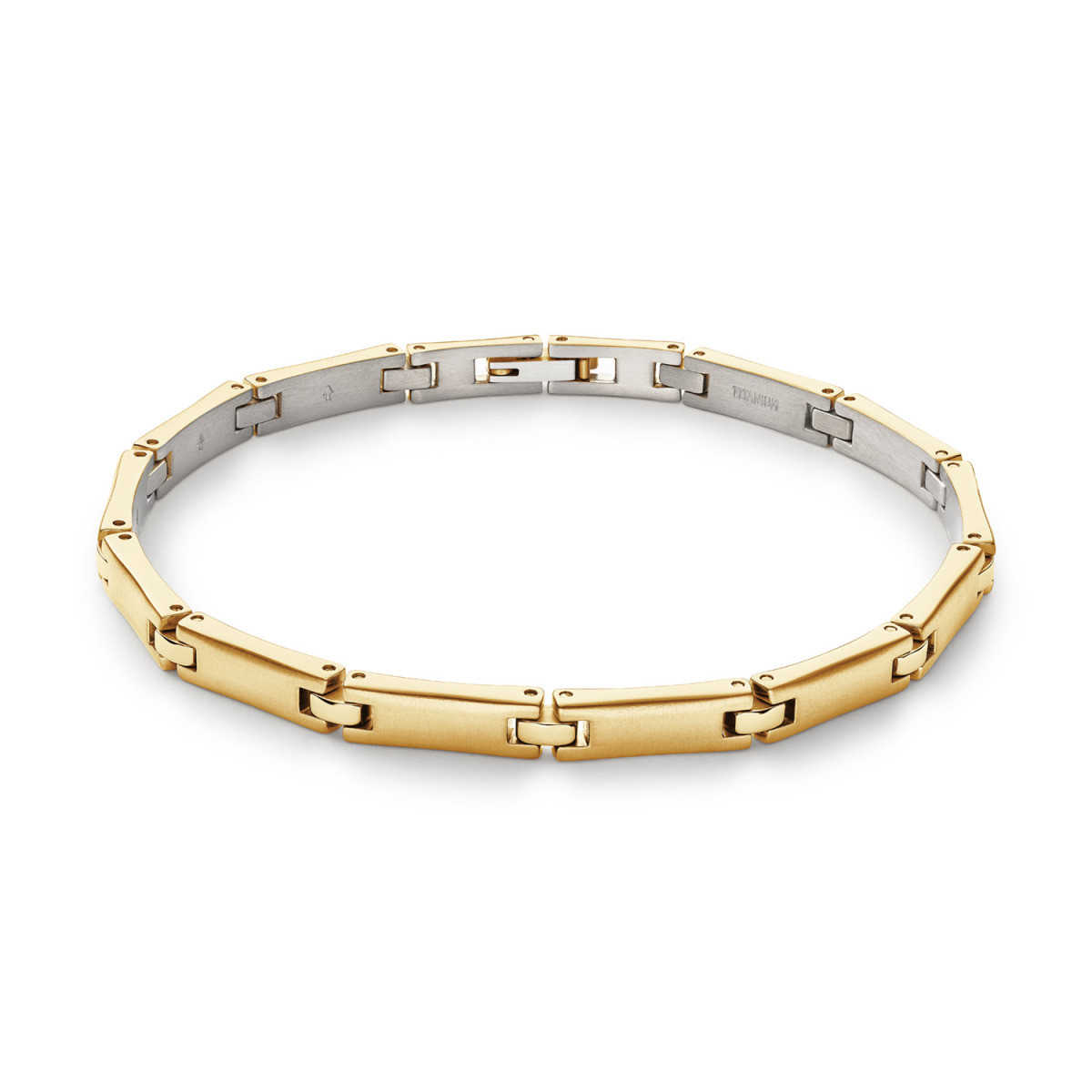 Boccia Titanium 03067-03 goudkleurige schakelarmband van titanium 5 mm breed - Lengte 21 cm