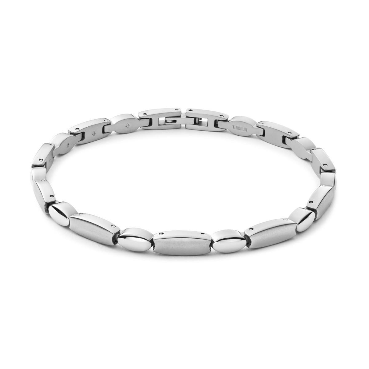 Boccia Titanium 03068-01 schakelarmband van 5 mm breed zilverkleurig titanium - Lengte 21 cm