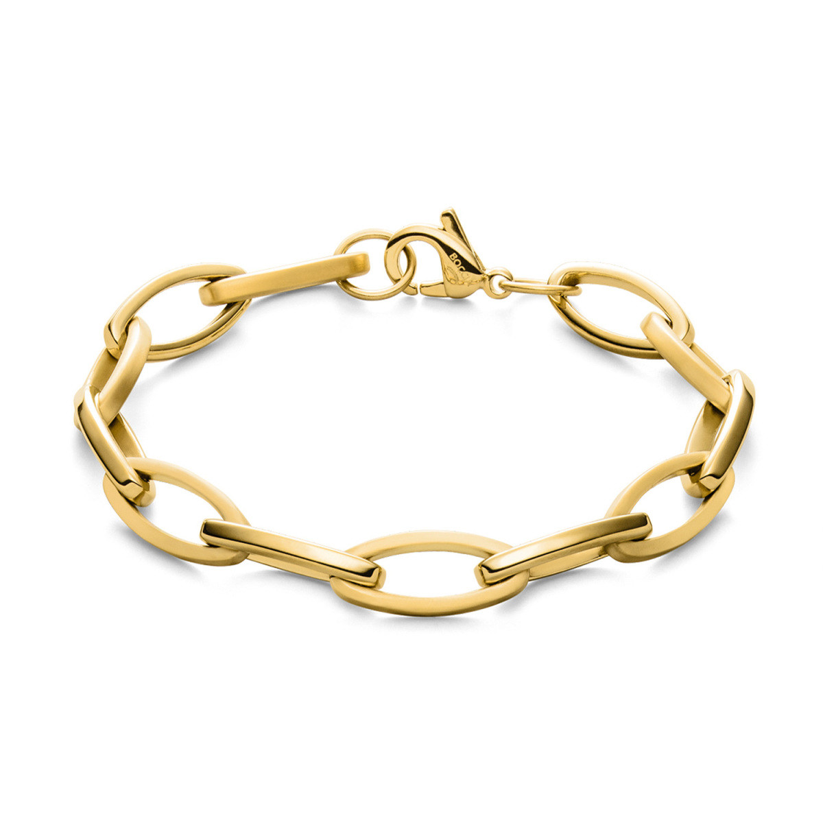 Boccia Titanium 03071-02 goudkleurige armband met anker schakels glanzend en mat 10 mm breed