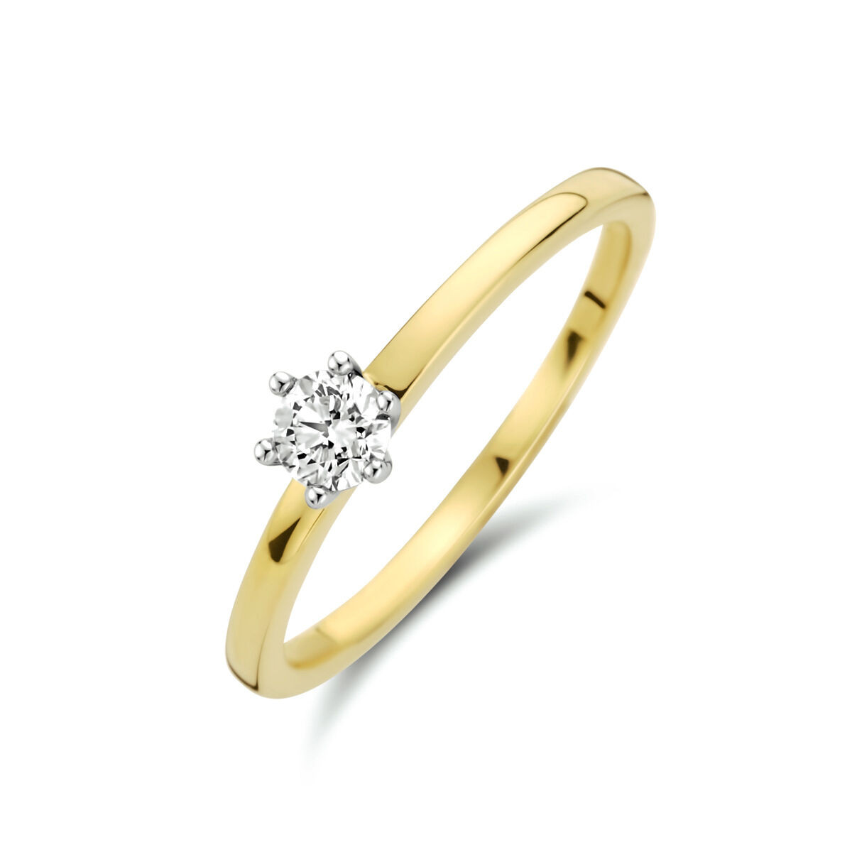 Gouden solitaire ring met diamant
