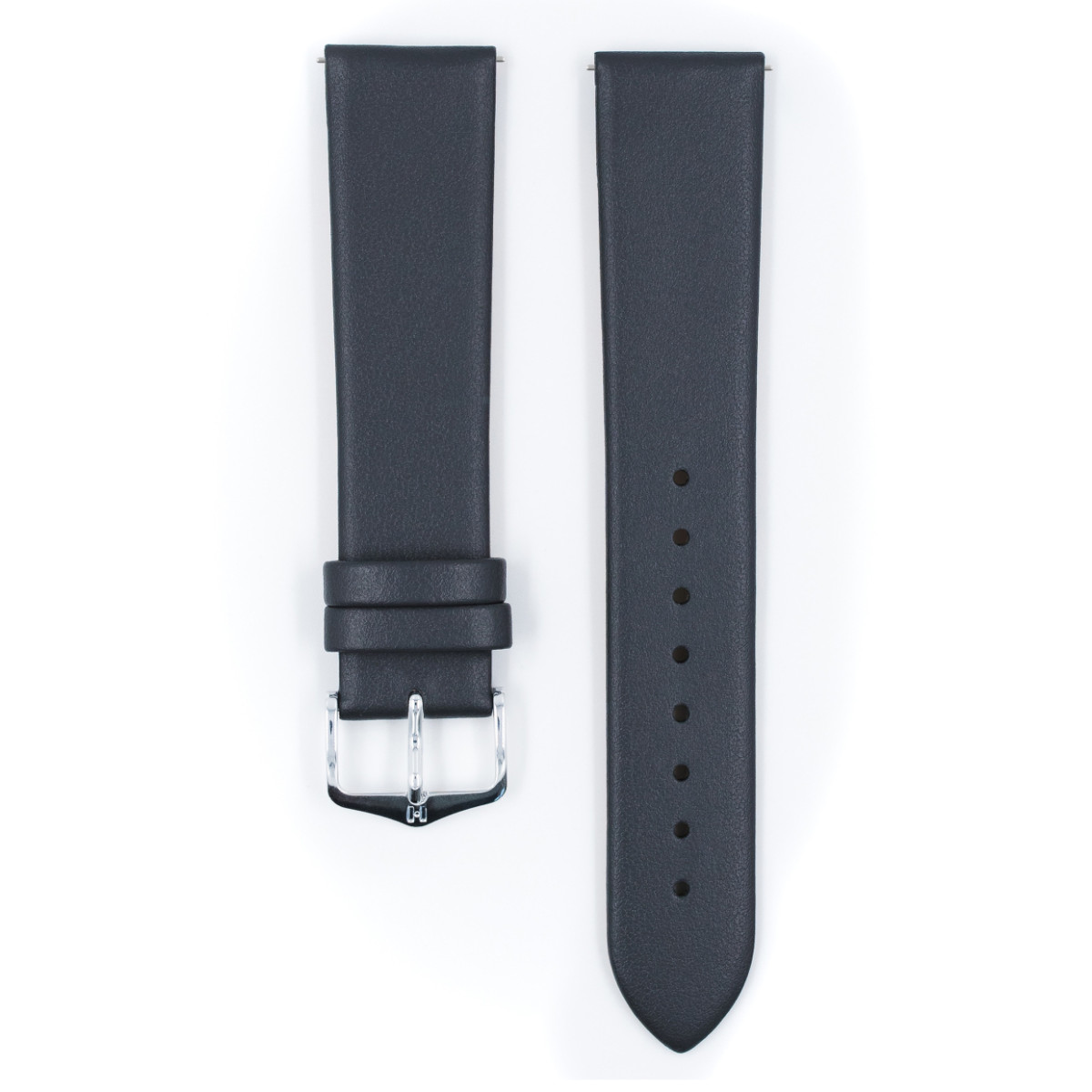 HIRSCH Toronto M 03702130-2 kalfslederen effen grijze horlogeband zilverkleurig - Breedte 12-14 mm