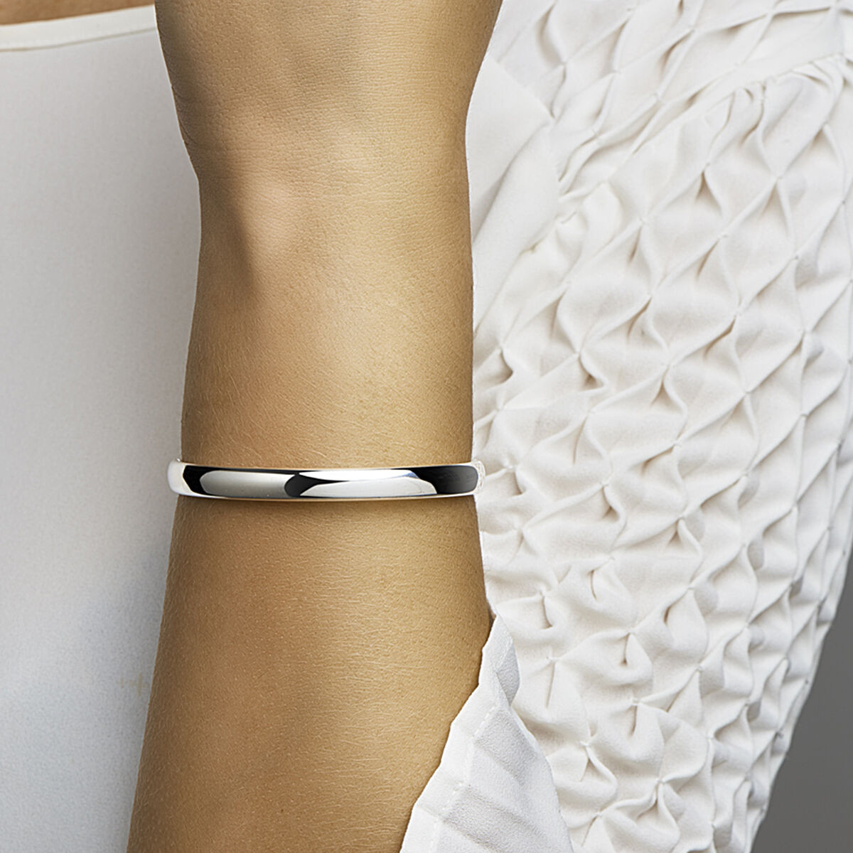 Zilveren bangle dop 7 mm ovale buis