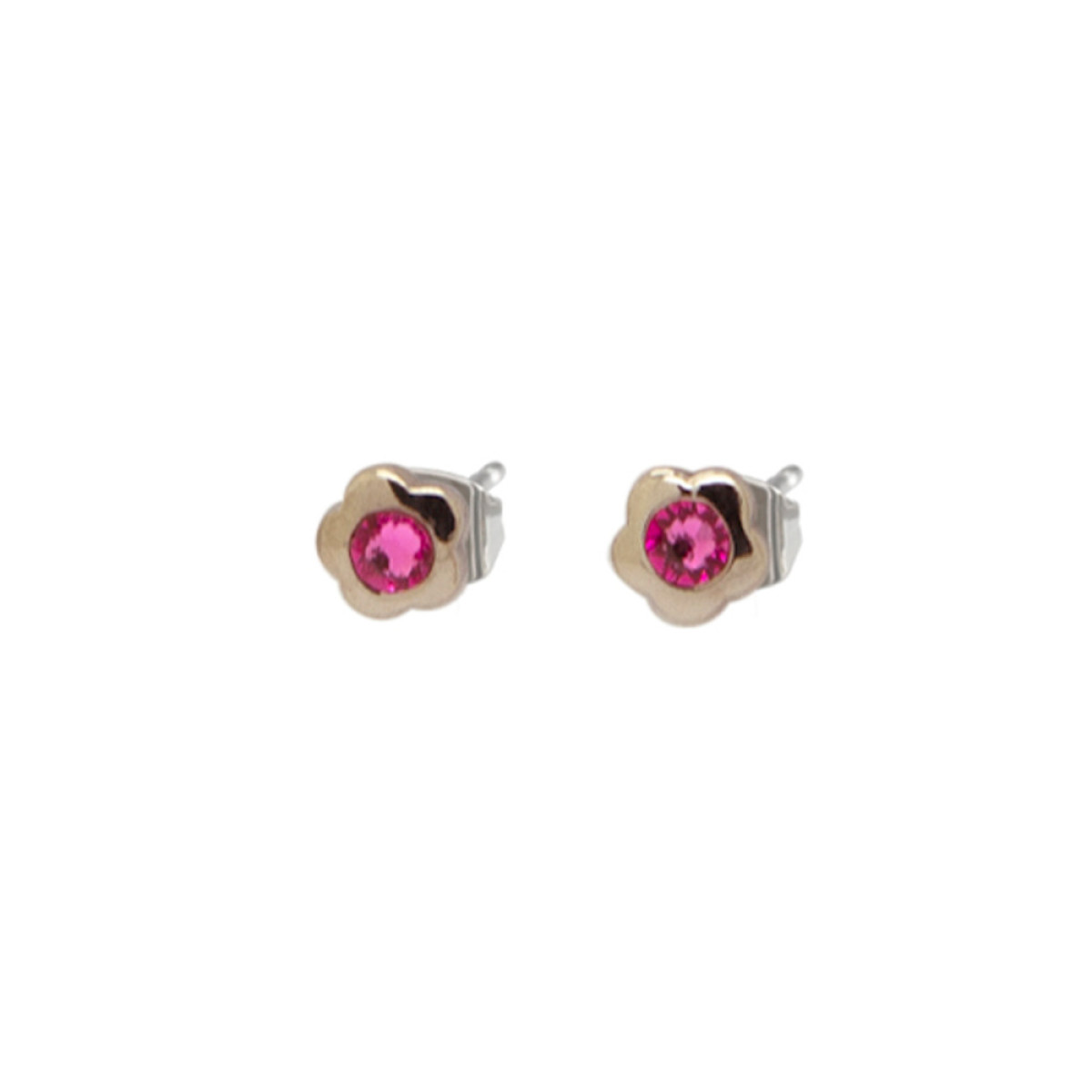 Boccia Titanium 05094-02 bloem oorknopjes met roze steen - 6 x 6 mm