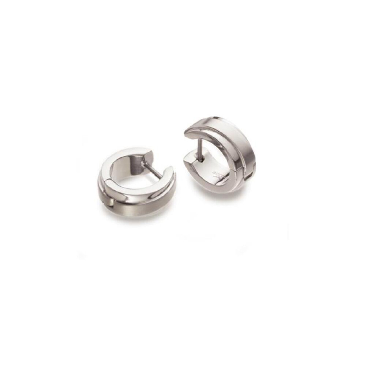 Boccia Titanium 0560-01 oorringen met 2 banen zilverkleurig titanium - Diameter 15 mm