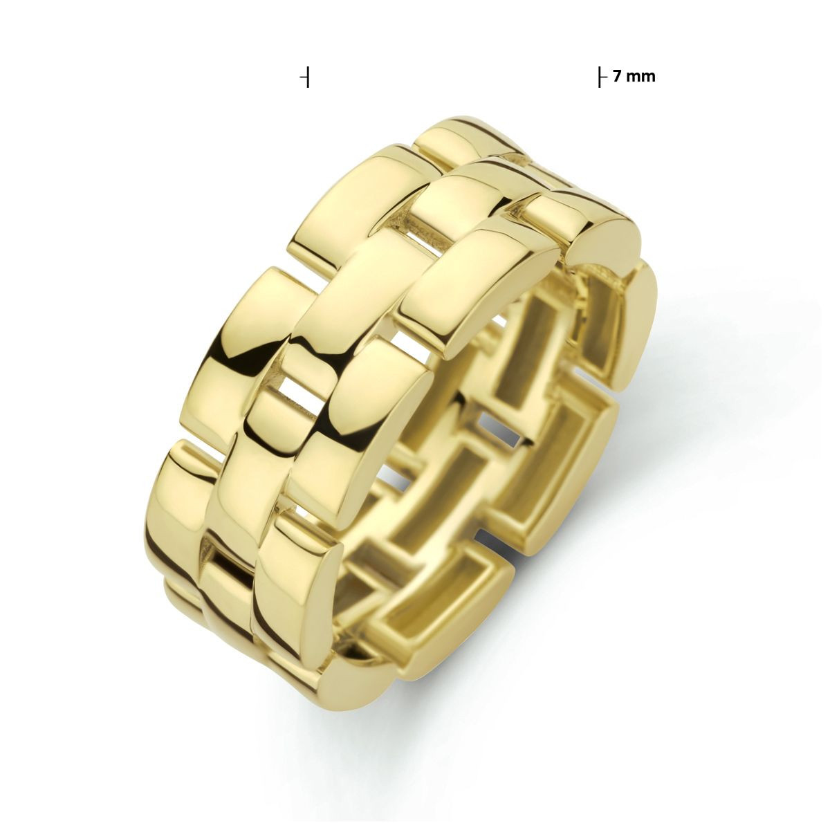 14-karaat gouden ring met rolex schakel 7 mm