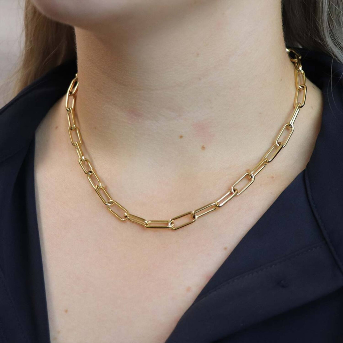 Boccia Titanium 08059-02 goudkleurige ketting met paperclipschakel - Lengte 45 cm