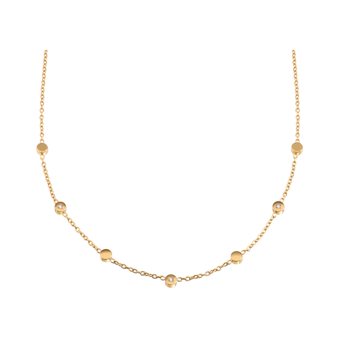 Boccia Titanium 08075-04 Gold plated schakelketting met diamanten 0.015 crt - Lengte 49 cm