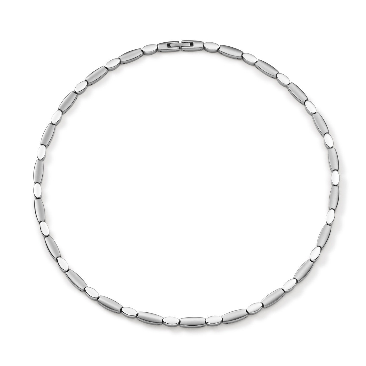 Boccia Titanium 08090-01 zilverkleurige schakelketting glanzend mat titanium 5 mm breed - Lengte 45 cm