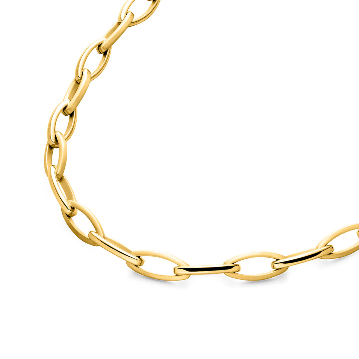 Boccia Titanium 0832-04 goudkleurig collier met ovale mat glanzende schakels 9 mm breed - Lengte 52 cm