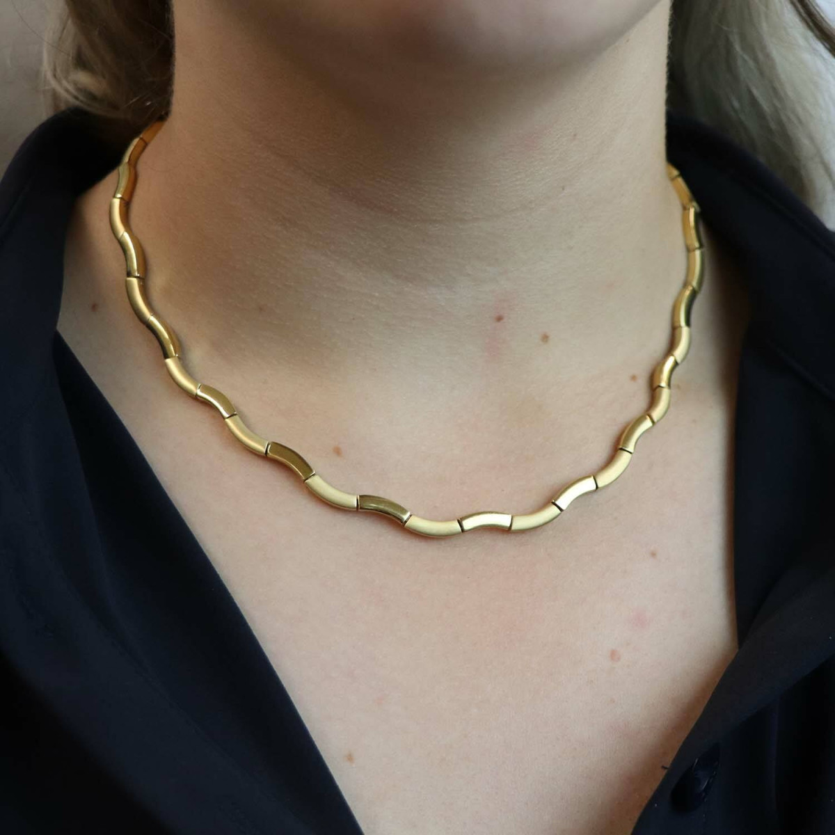 Boccia Titanium 0844-06 goudkleurige ketting met matte en glanzende schakels - Lengte 45 cm