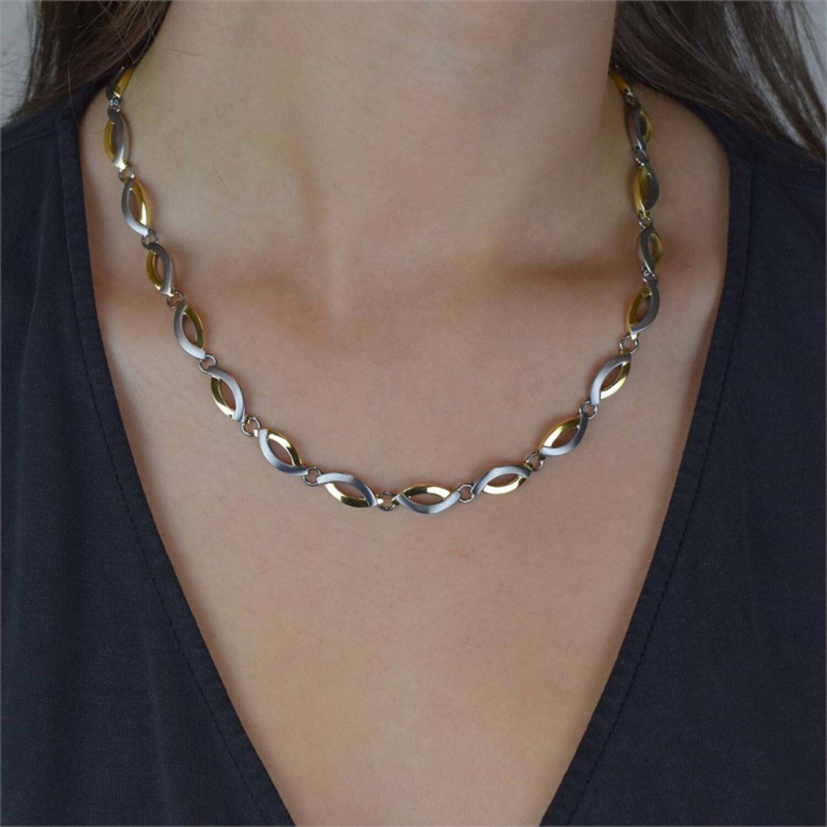 Boccia Titanium 0876-02 ketting bicolor met open schakels ovaal - Lengte 47 cm