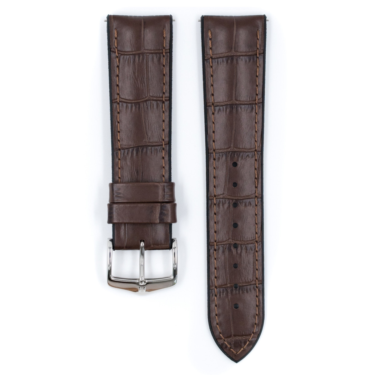 HIRSCH Paul 0925028110-2 horlogeband van bruin leer en zwart rubber - Aanzetmaat 18-20 mm