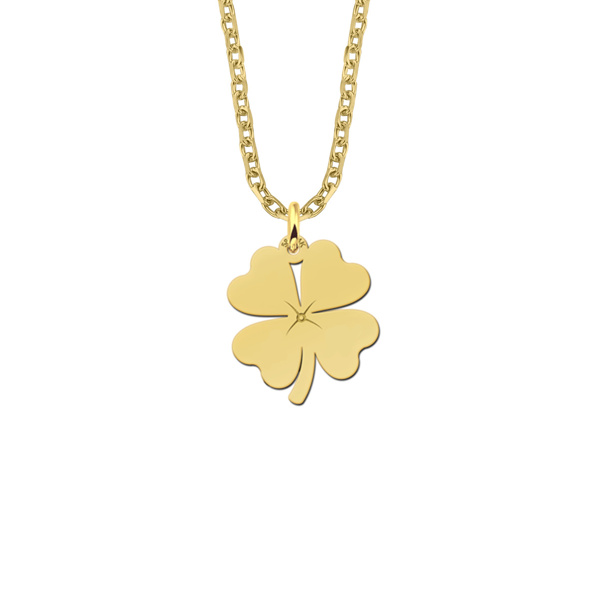 Names4ever gouden klavertje ketting - Lengte 45-50 cm