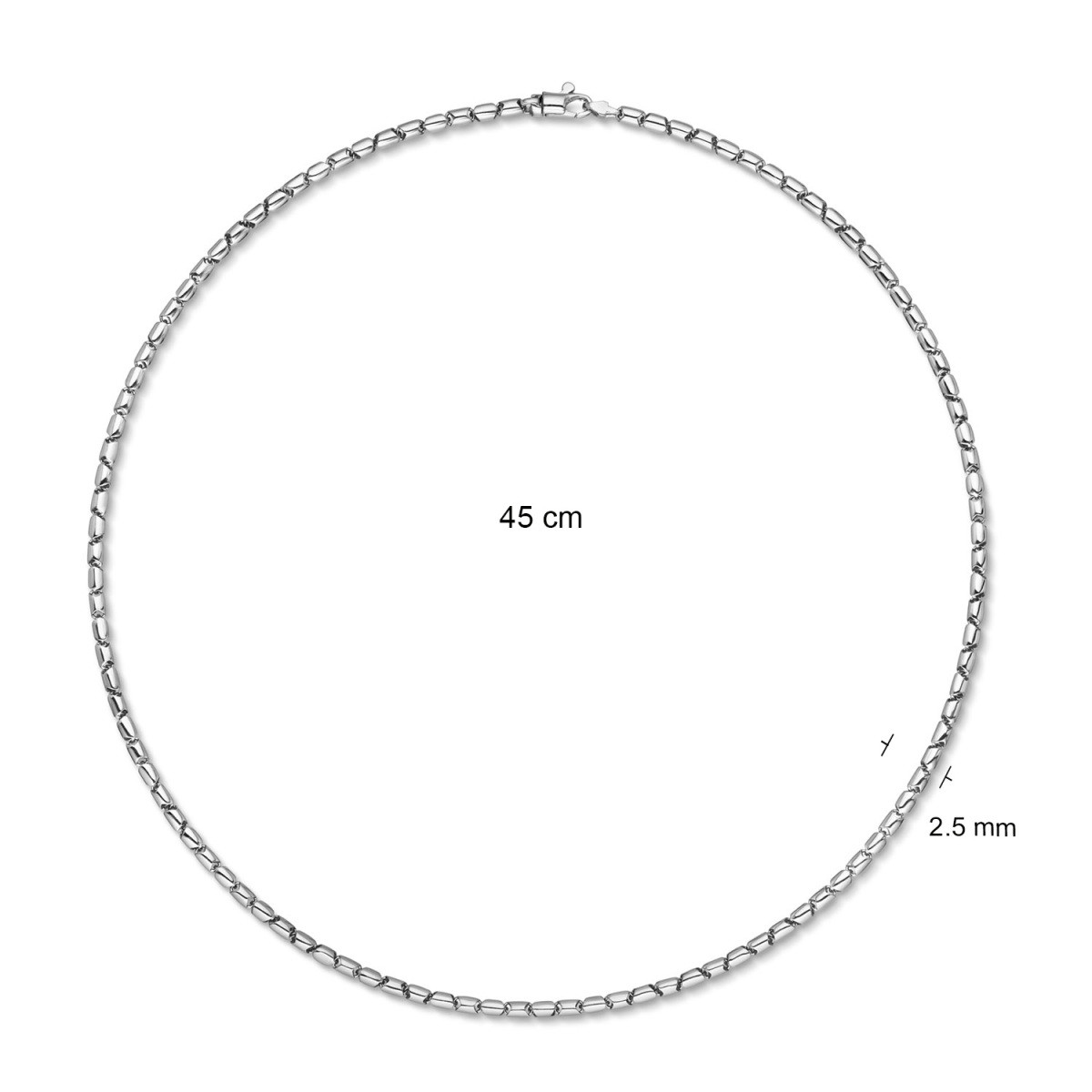 GLOW 102.0280.45 zilveren schakelketting met staafjes 2.5 mm breed - Lengte 45 cm