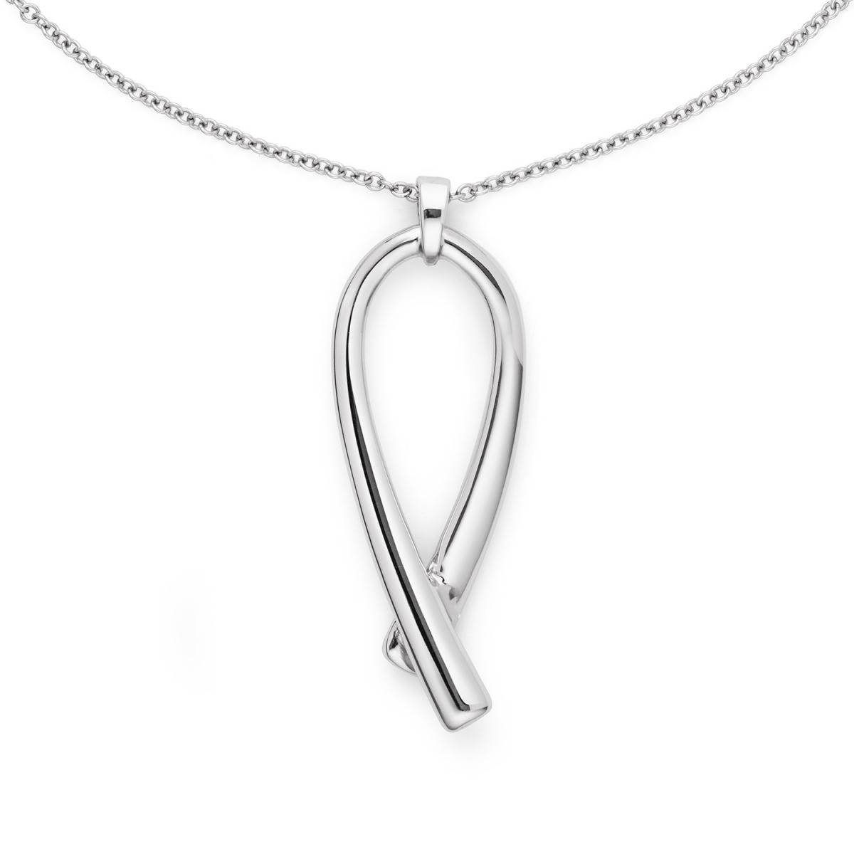 GLOW 102.0677.45 925 zilveren ketting met gekruiste druppel hanger - Lengte 45 cm