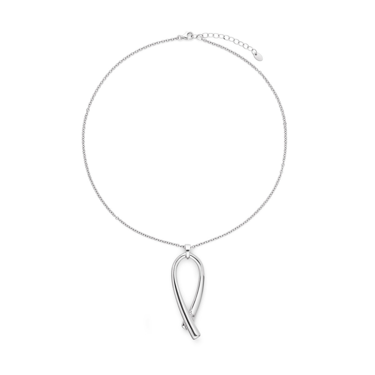 GLOW 102.0677.45 925 zilveren ketting met gekruiste druppel hanger - Lengte 45 cm