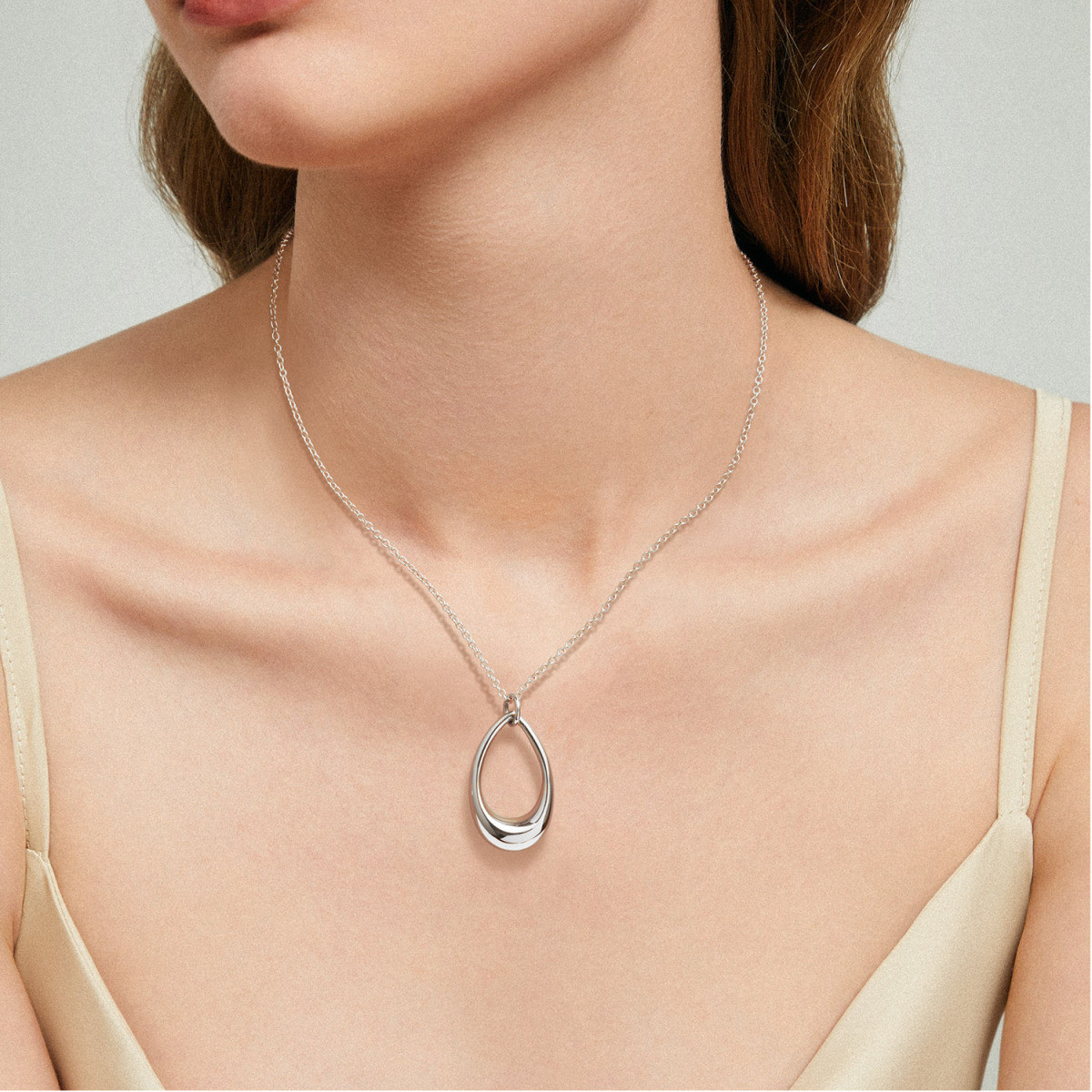 GLOW 102.0681.45 925 zilveren ketting met open druppel hanger - Lengte 45 cm