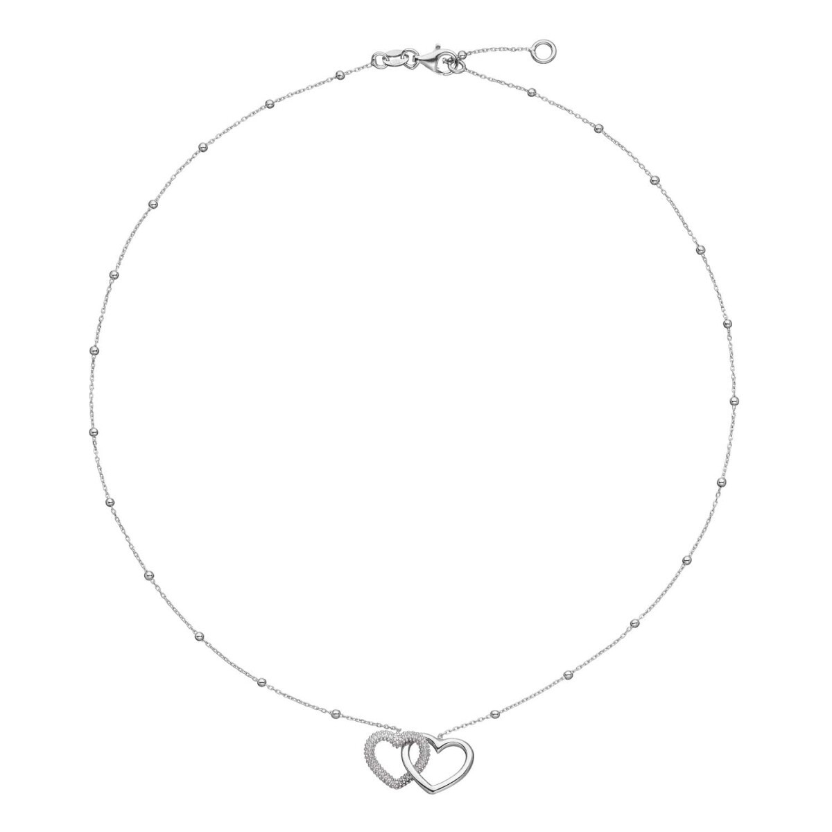GLOW 102.0693.45 zilveren ketting met hanger verweven harten 13 mm - Lengte 42.5-45 cm