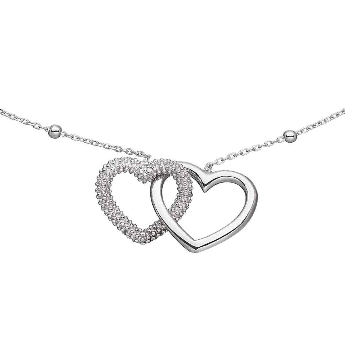 GLOW 102.0693.45 zilveren ketting met hanger verweven harten 13 mm - Lengte 42.5-45 cm