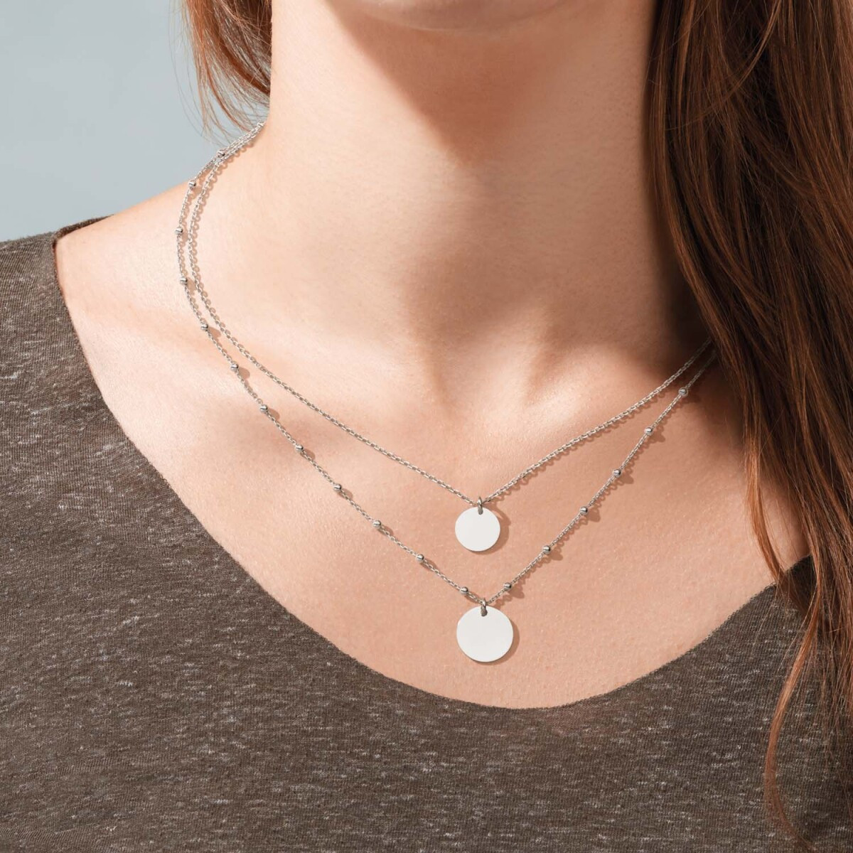 GLOW 102.0741.45 zilveren ketting met hanger ronde bolletjes 15 mm - Lengte 42-45 cm